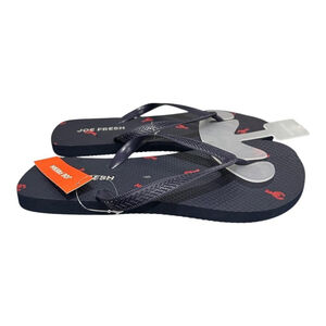 Joe Fresh Flip Flop Sandals Mens Size 9 Blue Lobster Print Beach Summer Shoes